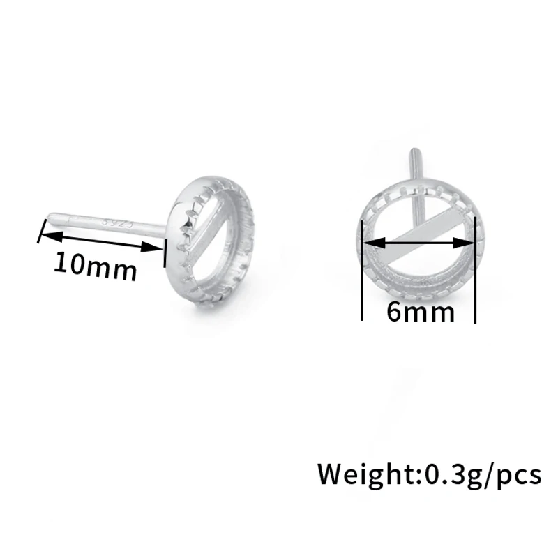 925 Sterling Silver Blank Earring Base Cabochon Cameo Base Fit 6mm Flat Earring Rose Gold Setting Supplies For Jewelry Making