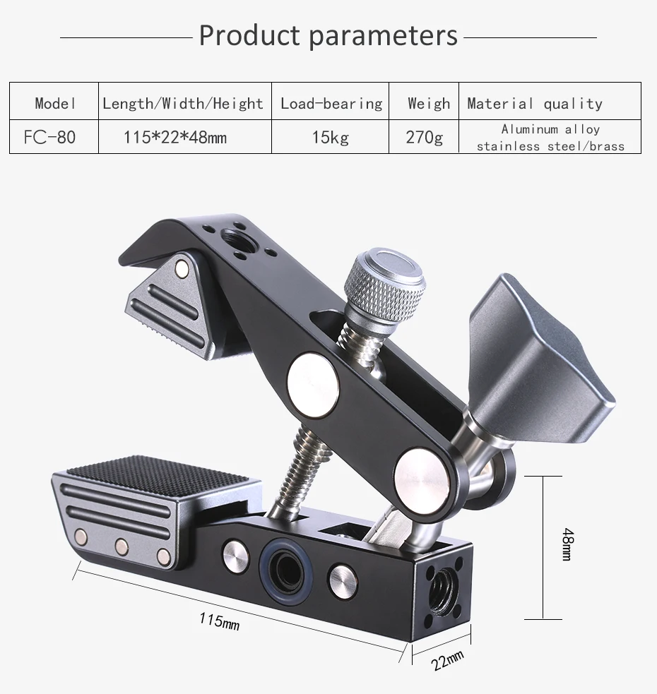 Металлический зажим Кронштейн закрепительный зажим портативный путешествия фотографии видео запись Штатив для Canon sony Nikon DSLR камеры аксессуары