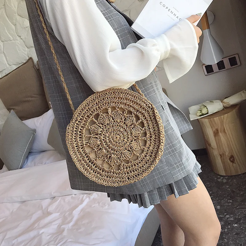 Круглая соломенная сумка новые женские сумки на плечо Повседневная плетеная