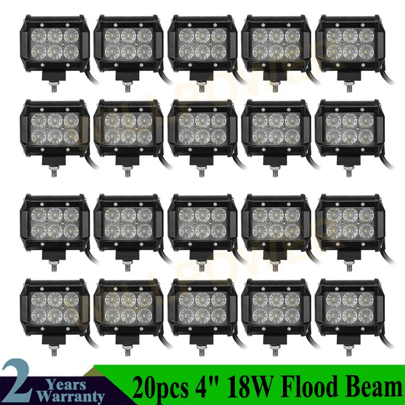 20PCS 18W Flood 1/2 шт. 18 Вт 36 Вт 72W фары для 108 Вт Светодиодный светильник бар Подсветка 12v точечное освещение комбинированный балка для грузовика трактор ATV SUV 4X4 4WD внедорожный головной светильник s - Цвет: 20PCS 18W Flood