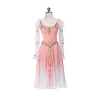 ombre chiffon romeo and juliet professional long fading ballet dress pink ballerina costume bt723