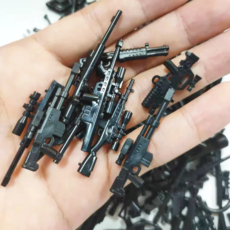 Accessory Military Series Blocks Weapons Guns Pack Parts WW2 City SWAT Heavy Machine Accessories MOC Building Bricks DIY Kid Toy