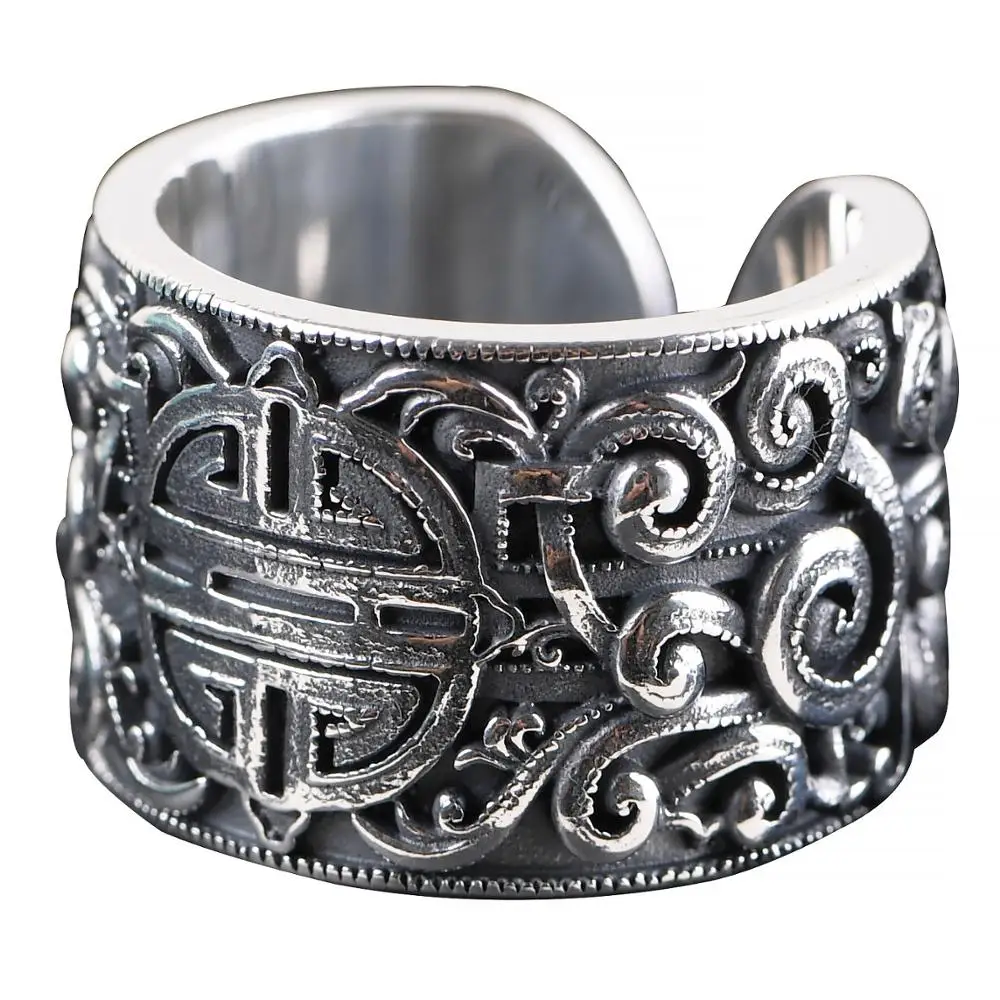 Кольцо мужское/женское однотонное из натурального серебра 925 пробы широкое с 3D