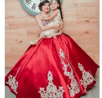 2022 quinceanera dress red satin ball gown 15 year girl classic lady formal debut dresses corest gowns for party custom made