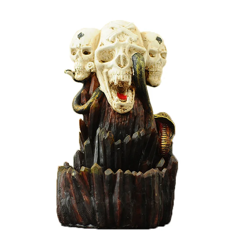

Nordic Creative Home Living Room Ornaments Halloween Spoof Skull Backflow Incense Burner Desktop Decoration Resin Exquisite Gift