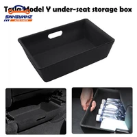 for tesla model y 2021 under seat storage box high capacity organizer case felt cloth drawer holder car interior accessories