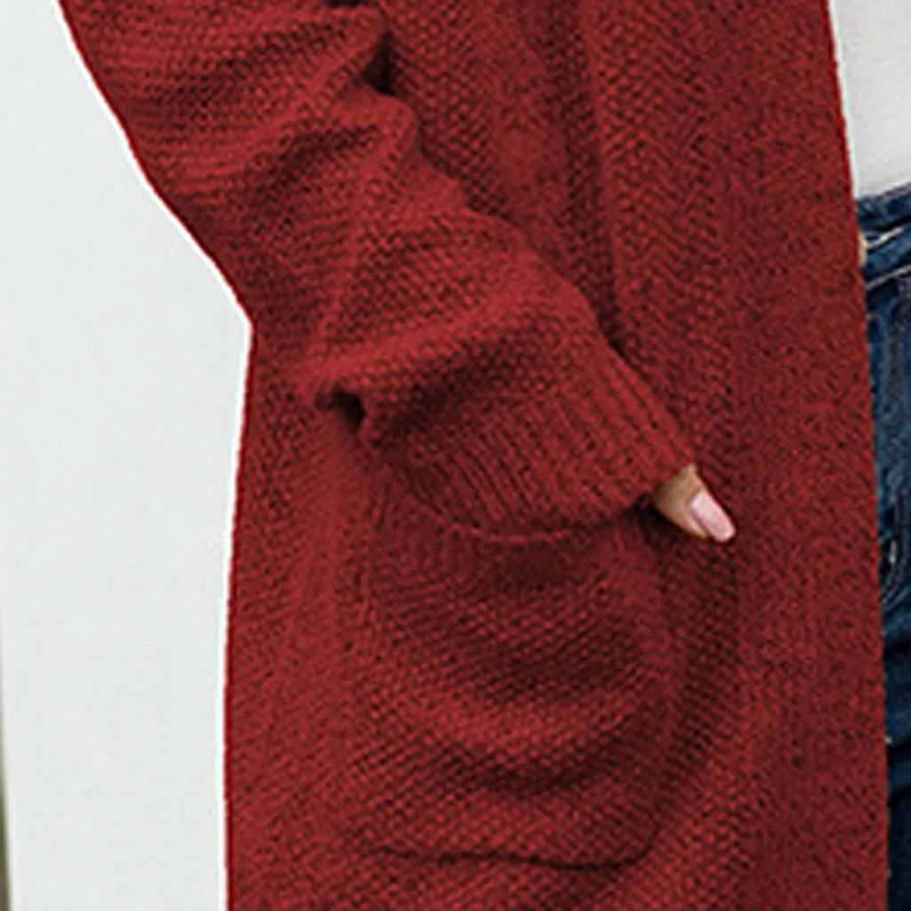 Женский кардиган с открытым передом размера плюс элегантный вязаный свитер