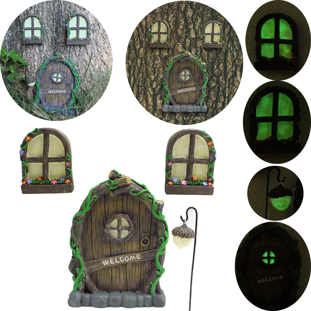 

Door and Windows for Trees Garden Outdoor Accessories Glow in The Dark Family Doors and Windows Resin Pendant Decoration