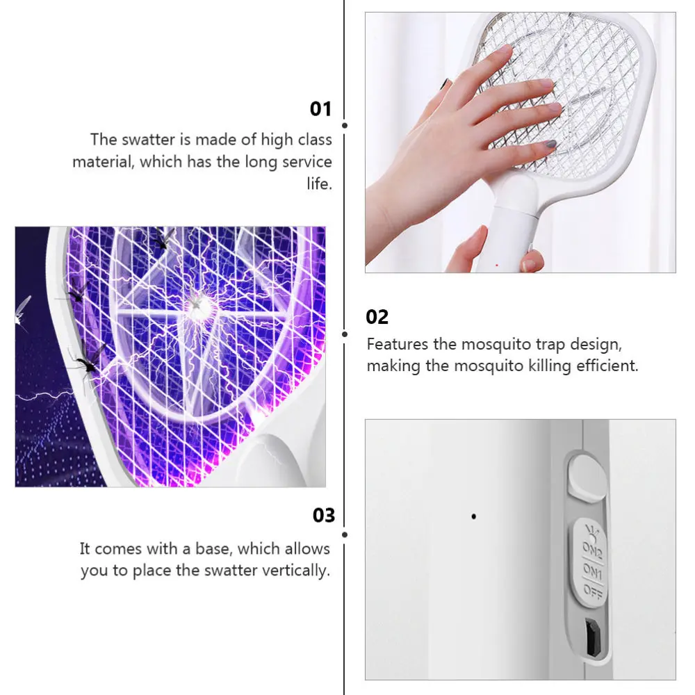 

1pc Household USB Swatter 2 in 1 Mosquito Trap Killing Swatter Portable Swatter