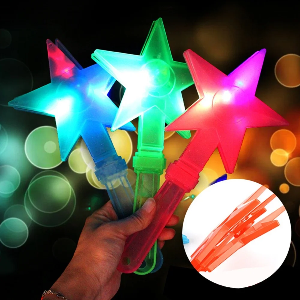 

10pcs Star Applause Maker Shining Cheer Prop for Concert Dance Party (Random Colour, With Button Battery)
