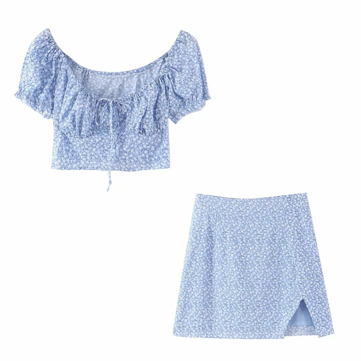 Женский костюм с юбкой рубашкой и Боковым Разрезом осень 2020| |