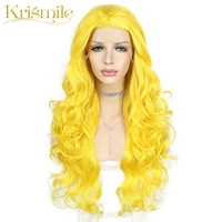 long synthetic lace front wigs yellow color deep curl hair for women party cosplay drag queen daily high temperature make up