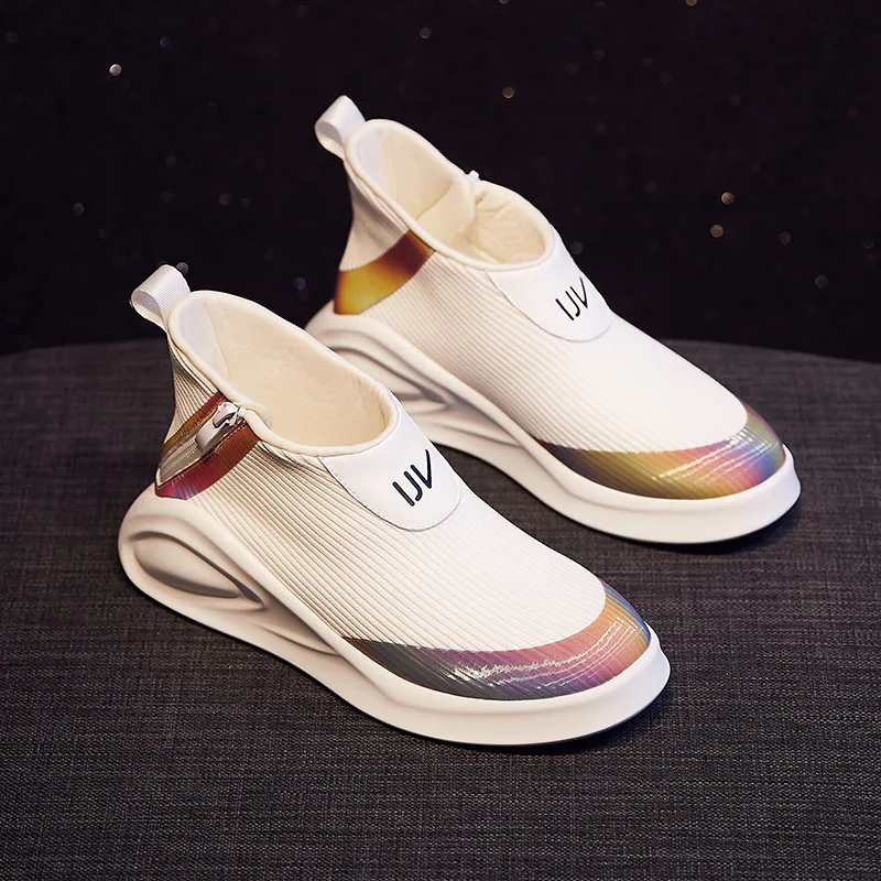 

2021 new women's sport boots classic Black White Spring autumn high to help casual women Booties Breathable soft women shoes