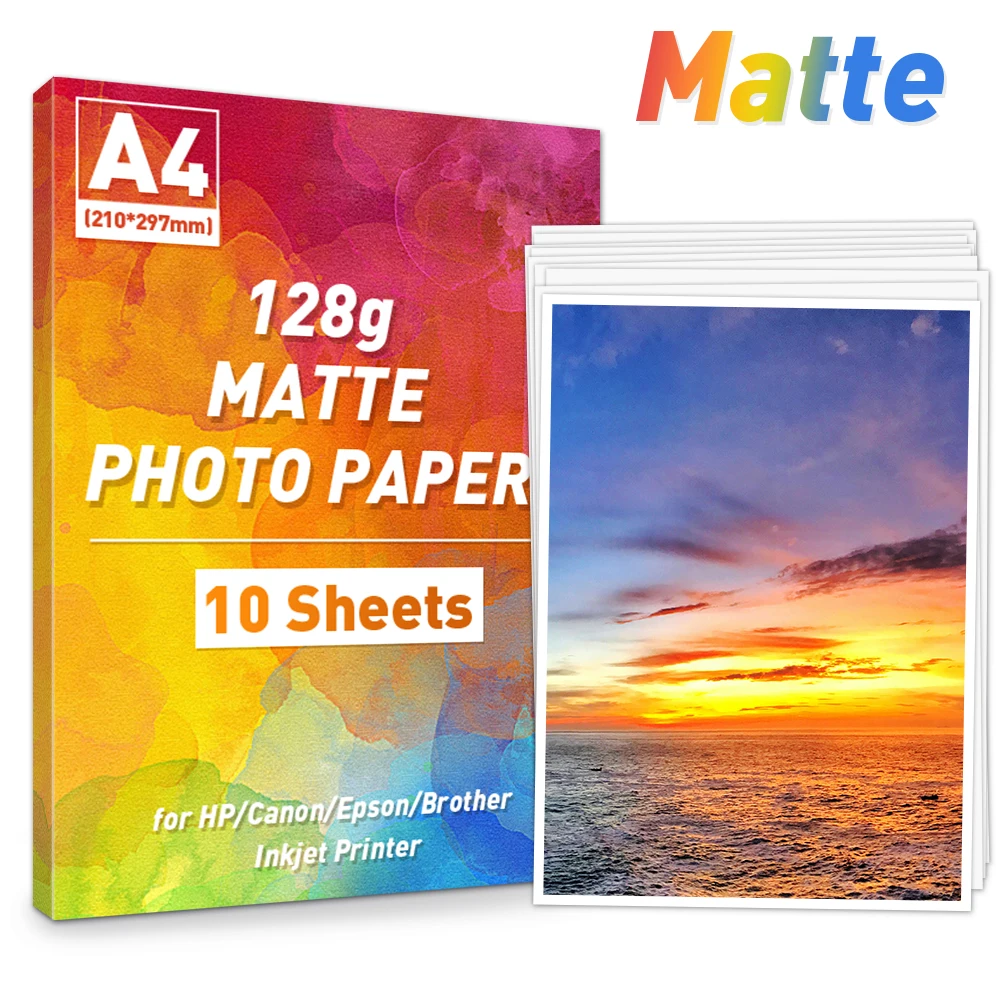 

A4 Photo Paper Matte 128g Printable Photo Paper for Inkjet Printer 210*297mm Vibrant Color Good Quality Photo Paper Album Sheet