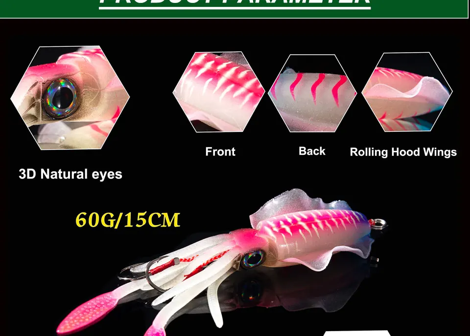 SUNMILE Рыбалка мягкие приманки 20 г/60 г/80 г/100 г/120 г/150 г 15cmm/20 см Световой/УФ-приманок рыболовных приманок для рыбалки в море воблер