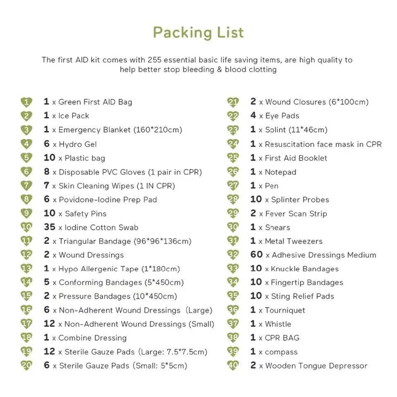 Наборы для выживания удобная сумка аптечки 255 шт. легкая аварийная медицинская