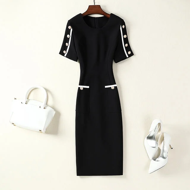 

2021 New Women Fashion Button High Street Party Bud Dresses Female Knitted Dress Ladies Elegant High Waist Long Vestidos B126