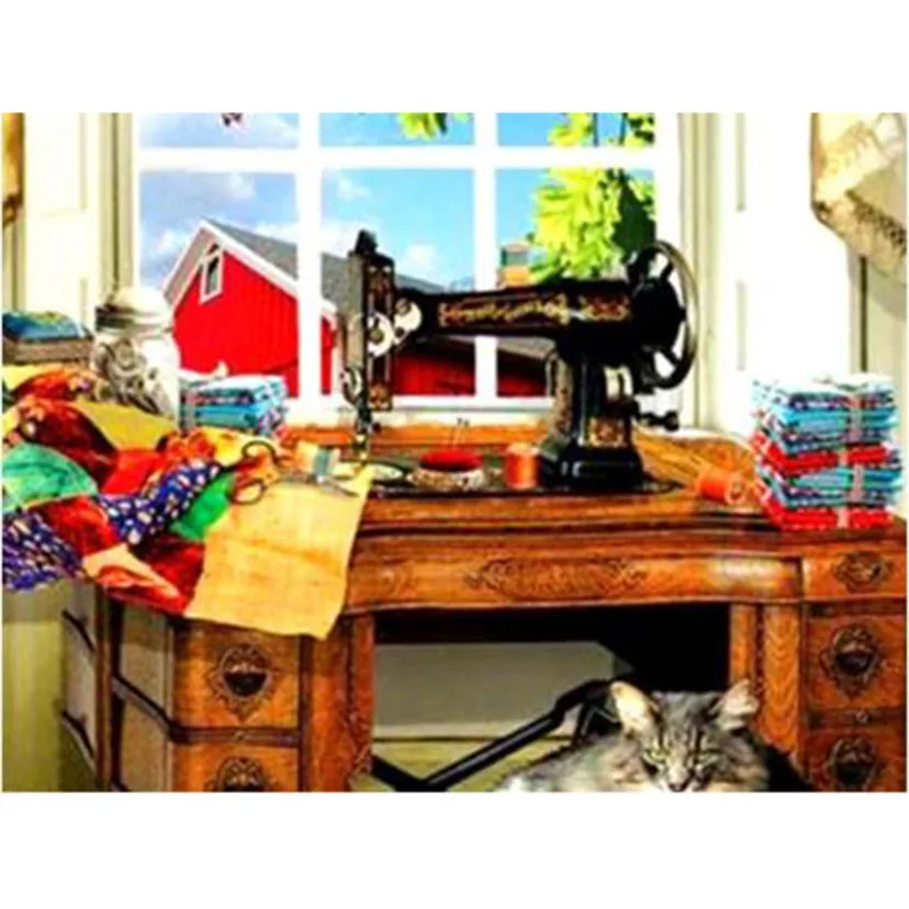 

Алмазная 5D картина «сделай сам», полностью сверлильная швейная машина, вышивка крестиком, алмазная вышивка, пейзаж, ручная работа, хобби, по...