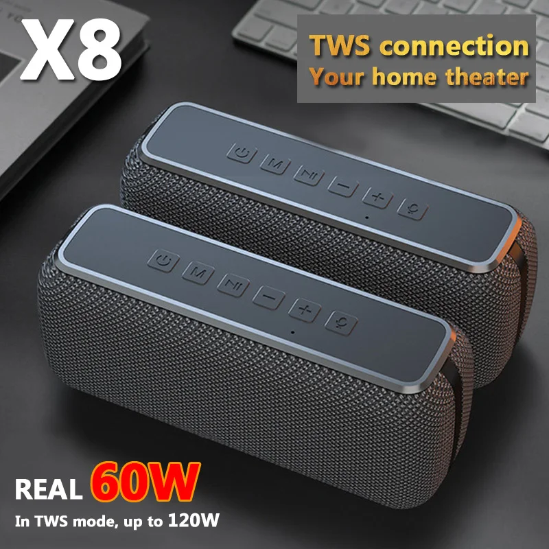 Водонепроницаемая Bluetooth колонка 60 Вт 6600 мАч|Портативные колонки| |