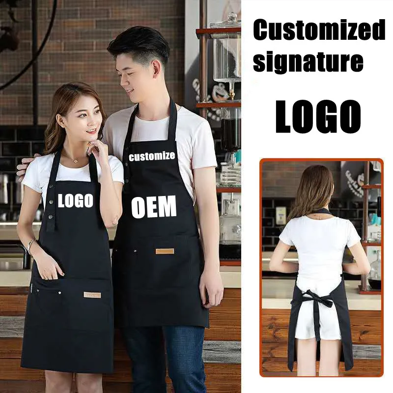 

fashion apron manufacturers custom logo printing milk tea coffee flower shop baking nail hot pot shop work clothes signature