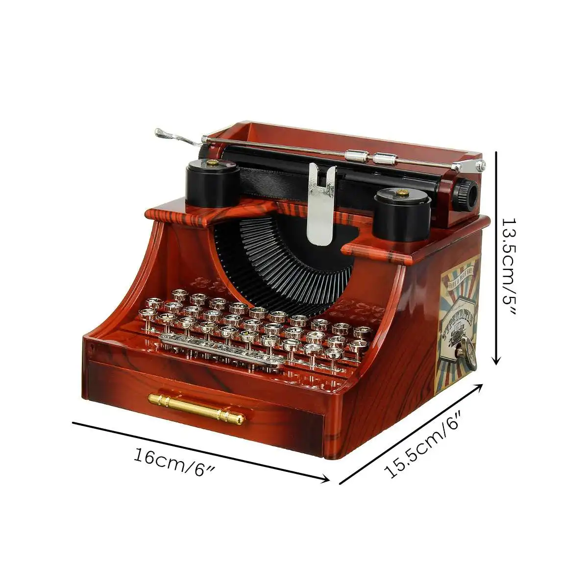 Retro Typewriter Classic Rotating Music Box Sewing Machine Phonograph Jewelry Music Box