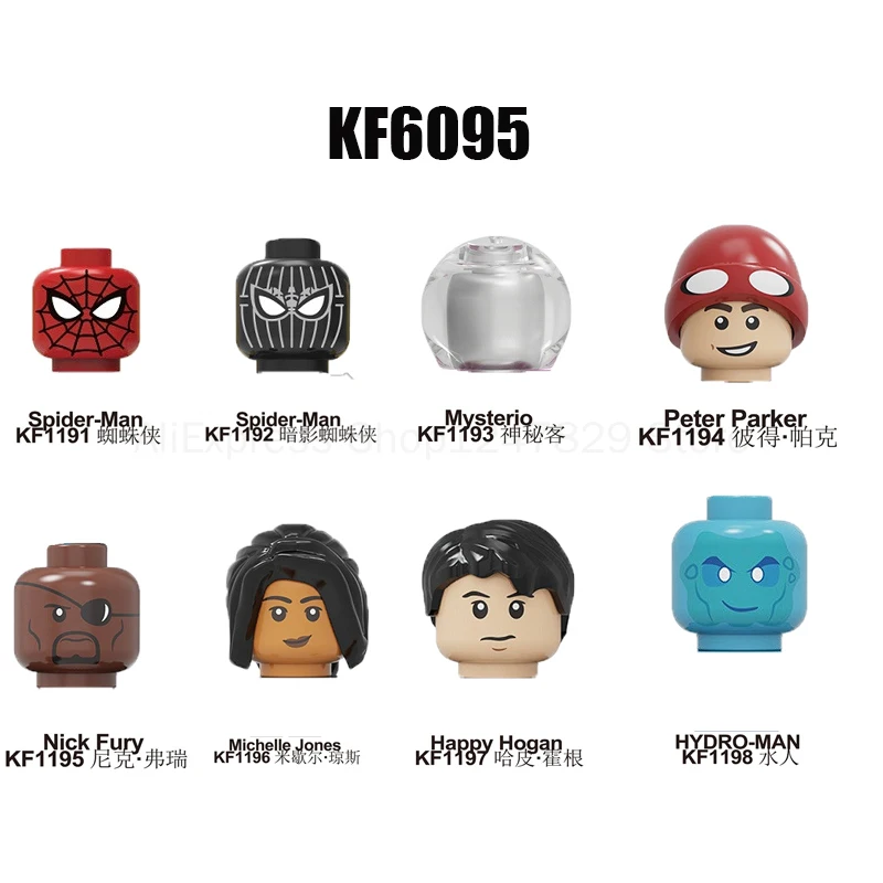 

2021 Famous Movie Far Away From Home Character Building Blocks Mysterio Hydro-Man Nick Fury Figures Toys For Children KF6095