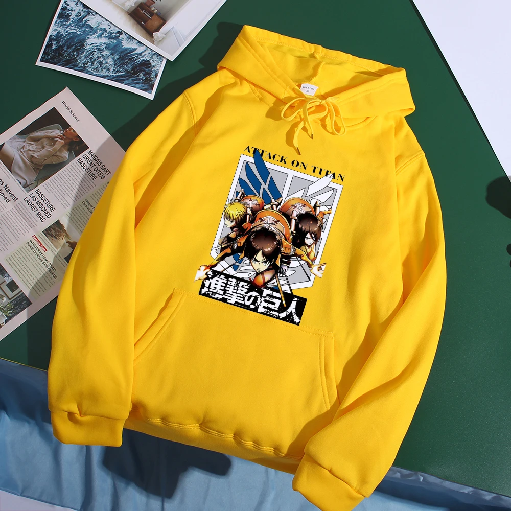 

Attack on Titan Hooded Sweatshirt Mikasa·Ackerman Hoodie Eren Jaeger Men Clothing Autumn Fleece Warm Men Hoodie Japan Anime Tops