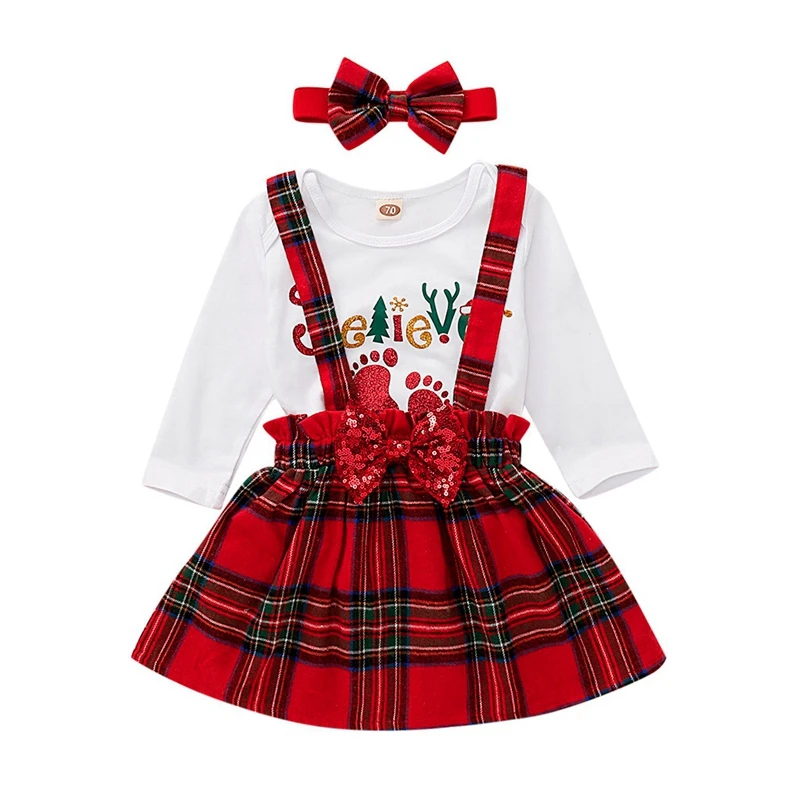 Новогодняя одежда для маленьких девочек боди с надписью на Рождество блестками