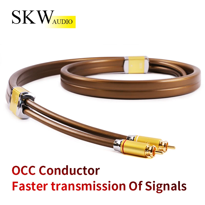 Фото SKW аудио кабель 2RCA к 2RCA 6N OCC коаксиальный 1 м, 1,5 м, 2 м, 3 м, 5 м для домашнего кинотеатра усилитель DVD ТВ CD саундбокс №3