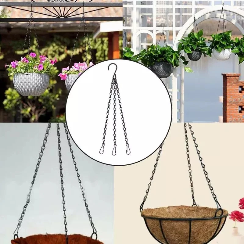 

3x Basket Hanging Chain With 1 X S-shape Hook Garden Plant Chain Planters Decoration