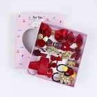 18 шт.Подарочная коробка, набор аксессуаров для маленьких девочек, детские тканевые заколки для волос с бантом, резинки для волос, детские головные уборы, Цветочная Шпилька, заколка