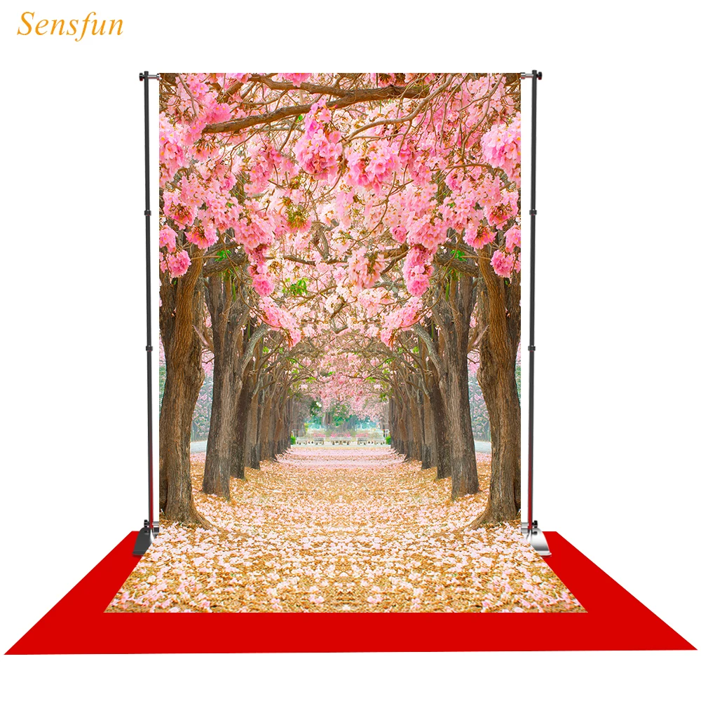 LEVOO фон для фотосъемки с изображением весенние розовые цветущие деревья путь
