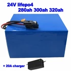 Аккумулятор LiFePO4 LFP 24 В 280ah 300ah 320ah для резервного питания от сети на солнечной энергии, морской фургон rv ev ups + 20A зарядное устройство