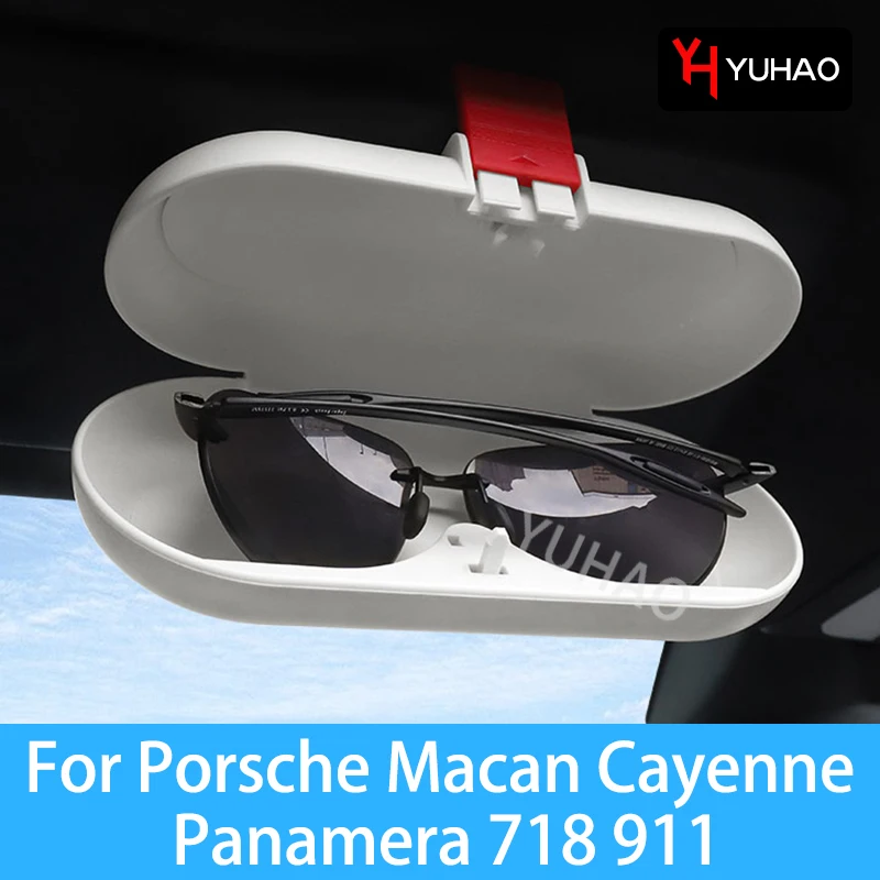 

Car Sun Visor Glasses Case Storage Box For Porsche Macan Cayenne Panamera 718 911 Car Interior Styling Modification Accessories