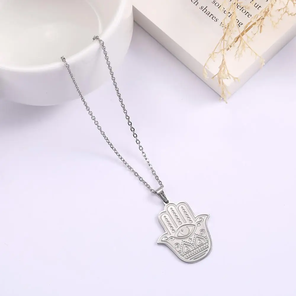 LIKGREAT Fatima ручная подвеска Хамса ожерелье для женщин злые глаза цепь из