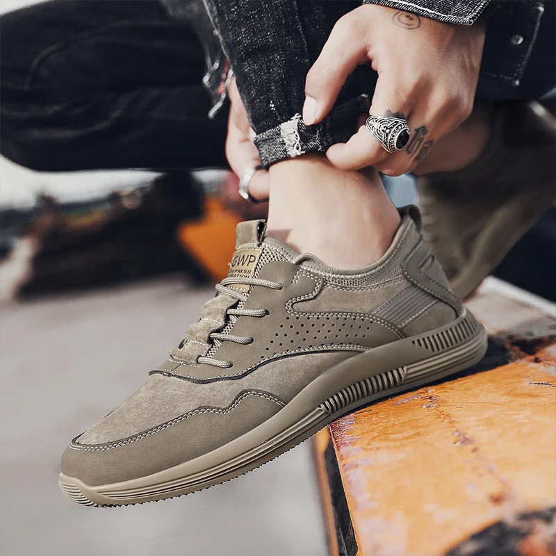 

CYYTL 2020 New Style Outdoor Walking Leather Breathable Sneakers Korean Lace-up Students Sports Casual Basquette Homme