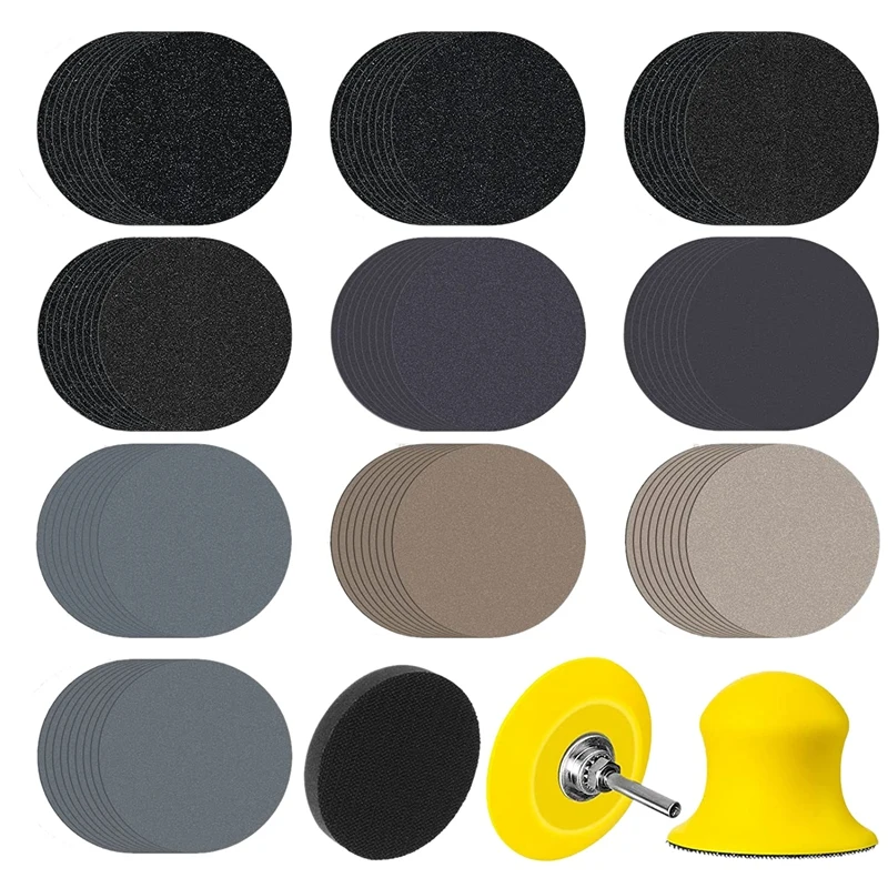 

100PCS Sanding Discs Assorted 80-7000 Grits Wet/Dry Sander Pad with 1/4 Inch Shank Backing Plate
