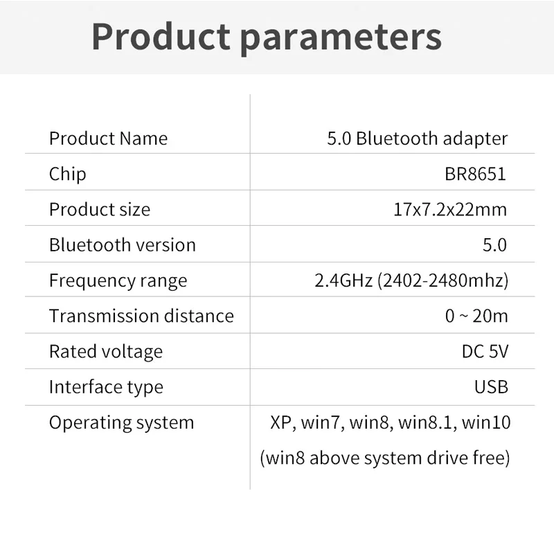 

ANMONE Mini USB Bluetooth 5.0 Dongle Adapter Wireless Dongle For PC Laptop Mouse Receptor Bluetooth Transmitter Receiver