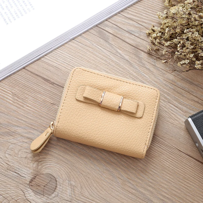 Женские милые кошельки с бантом Маленький модный брендовый кожаный кошелек