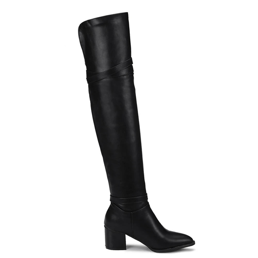 MILI-MIYA Over-the-knee motorcycle women boots sexy square heels large size 48 autumn/early winter handmade for ladies hot sale | Обувь