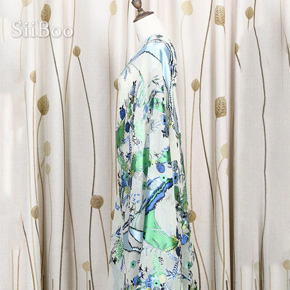 Пасторальная зеленая синяя Цветочная жаккардовая парчовая шелковая ткань для