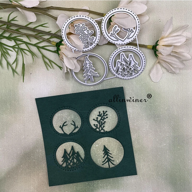 

Deer tree grass circle Metal Cutting Dies Stencils Die Cut for DIY Scrapbooking Album Paper Card Embossing