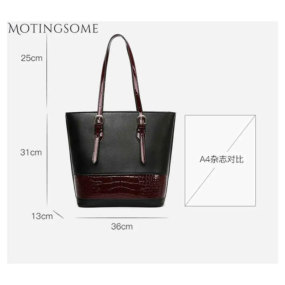 Женская сумка тоут из крокодиловой кожи в стиле пэчворк качественная кожаная