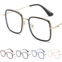 fashion anti blue glasses women retro square optical eyewear spectacles alloy oversize frame eyeglasses