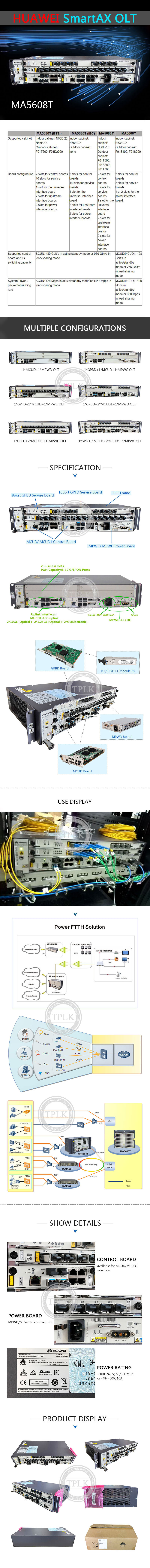 Оригинальный Новый HW SMARTAX MA5608T 1*1G MCUD 16 портов терминал OLT устройство MPWD (AC от 110 В до