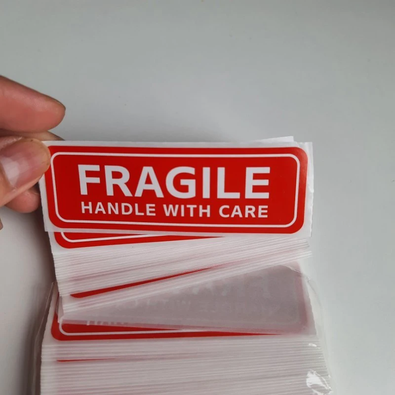 

250Pcs/roll Self-adhesive Labels Fragile Stickers for Packaging Please Handle with Care Red Warning Labels for Goods Decoration