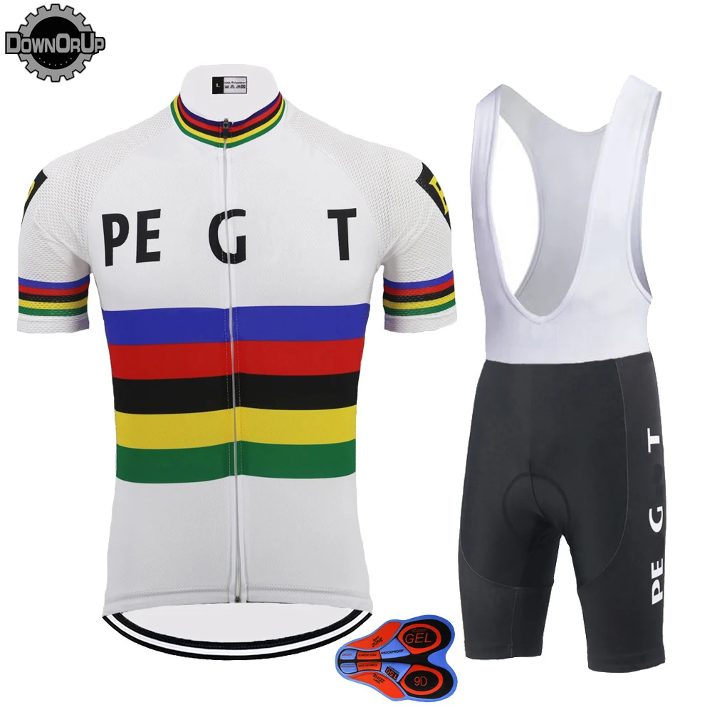 Комплект одежды для велоспорта DOWNORUP мужской ретро Джерси с коротким рукавом