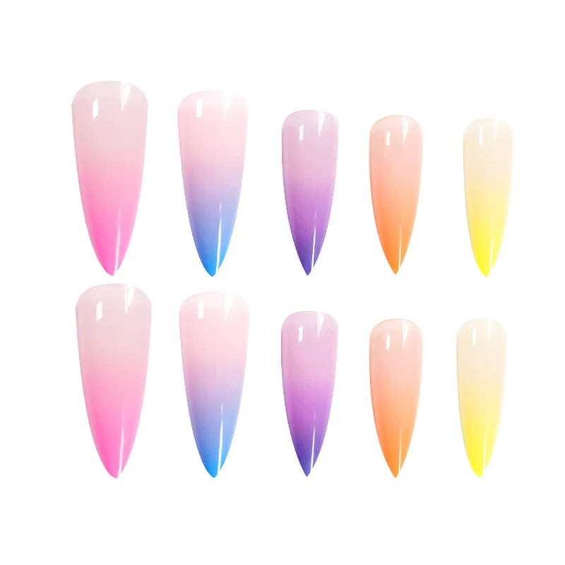 

24pcs Gradients Wear Long Paragraph Fashion Manicure Patch False Nails Save Time Wearable Jelly Nail Patch BUTT666