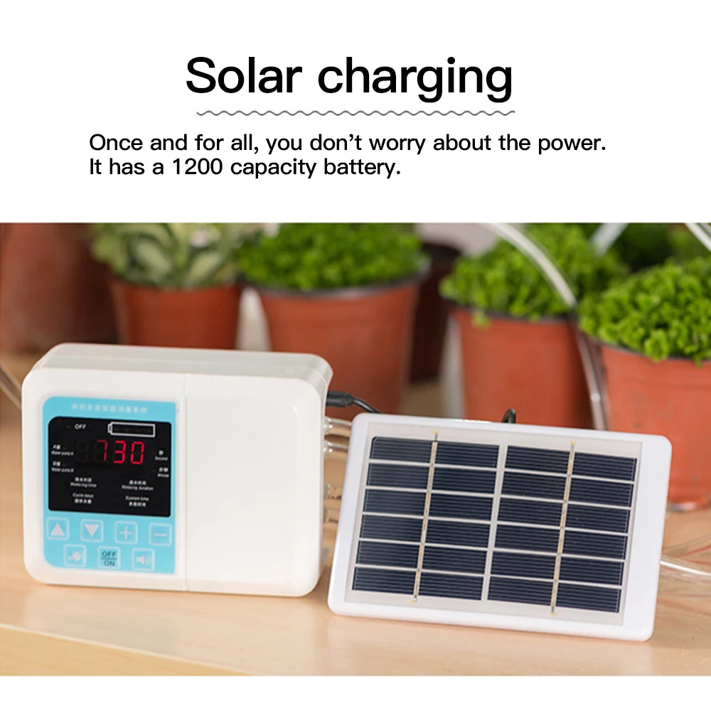 

Intelligent Garden Automatic Watering Pump Watering Device Solar Energy Charging Potted Plant Drip Irrigation Pump Timer System