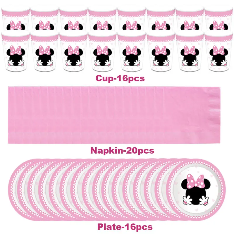 52 шт./Новый Disney Розовый Минни Маус Детский день рождения высокое качество бумага